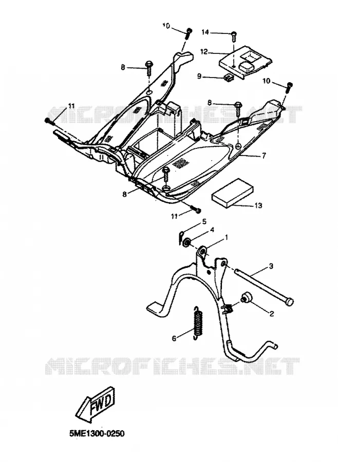 SUPPORT / REPOSE PIEDS Yamaha SCOOTER 100 2000 AEROX  YQ100 AEROX 100