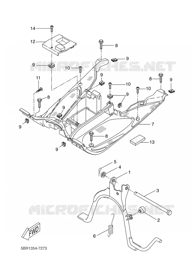 SUPPORT / REPOSE PIEDS Yamaha SCOOTER 50 2008 AEROX  YQ50