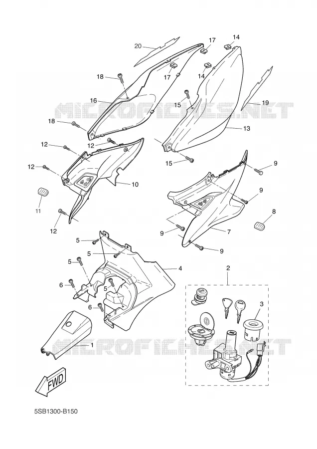 COUVERCLE LATERAL Yamaha SCOOTER 50 2003 AEROX  YQ50 AEROX