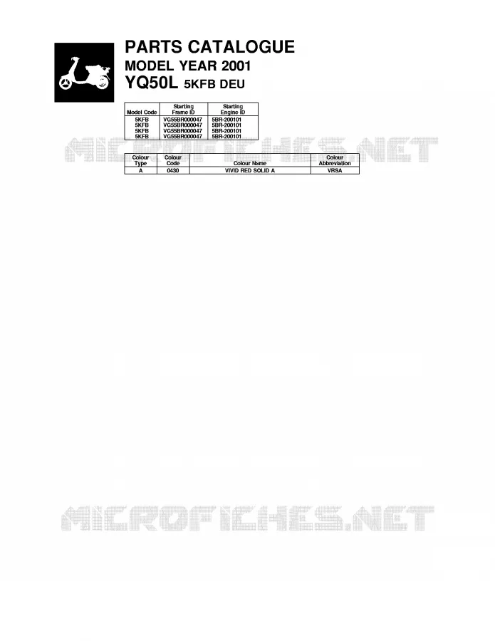 * CATALOG PREFACE * Yamaha SCOOTER 50 2001 NITRO  YQ50L