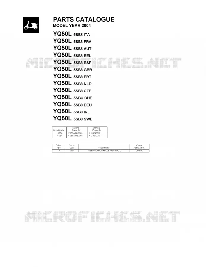 * CATALOG PREFACE * Yamaha SCOOTER 50 2004 NITRO  YQ50L