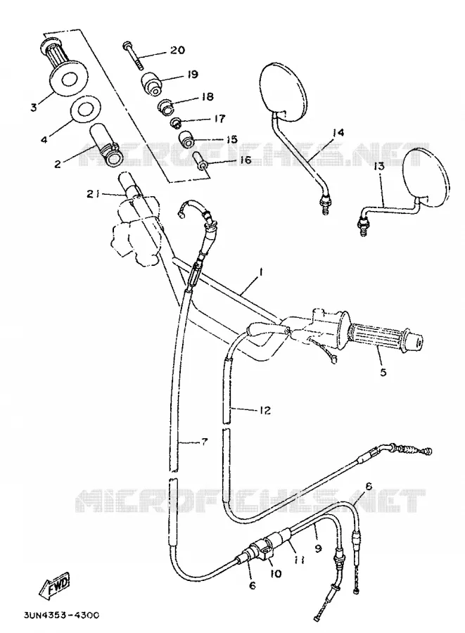 GUIDON ET CABLES Yamaha MOTO 50 1996 DTLC  DT50LC