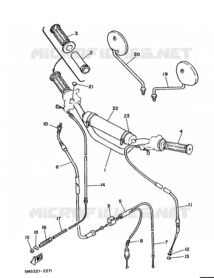 GUIDON ET CABLES Yamaha MOTO 50 1986 DTMX  DT50MX