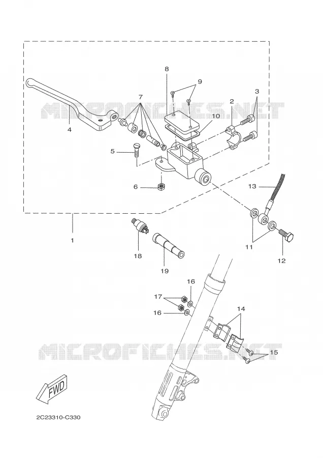 MAITRE CYLINDRE DE FREIN AVANT Yamaha MOTO 50 2008 DTR  DT50RSM