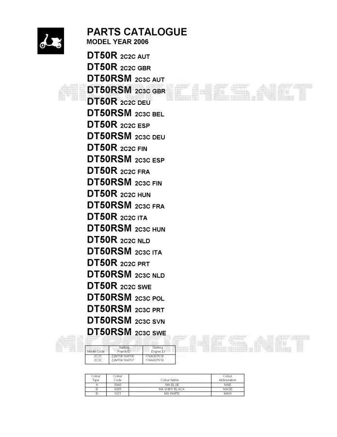 * CATALOG PREFACE * Yamaha MOTO 50 2006 DTR  DT50RSM