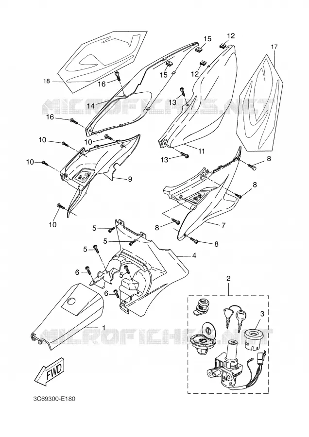 COUVERCLE LATERAL Yamaha SCOOTER 50 2006 AEROX  YQ50L