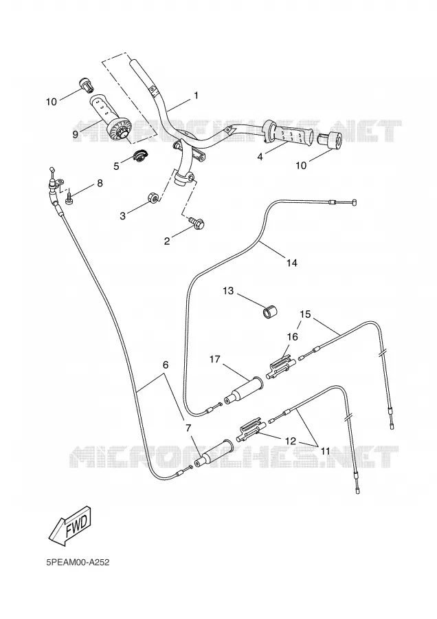 GUIDON ET CABLES Yamaha SCOOTER 50 2006 AEROX  YQ50L