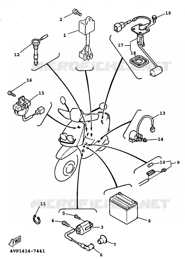 PARTIE ELECTRIQUE 2 Yamaha SCOOTER 100 1997 BOOSTER  YW100
