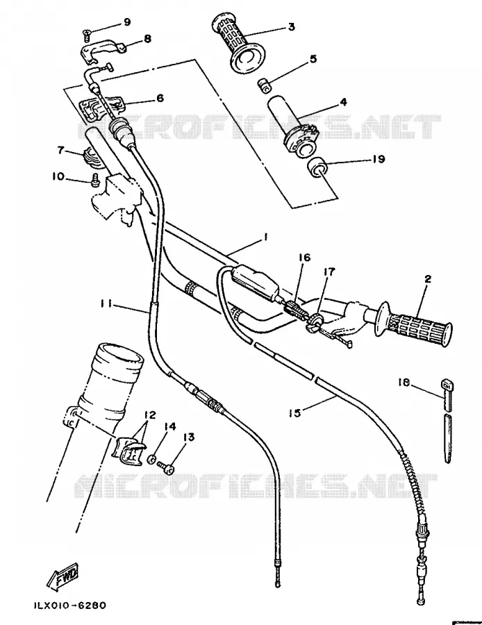 GUIDON ET CABLES Yamaha MOTO 125 1986 YZ  YZ125S