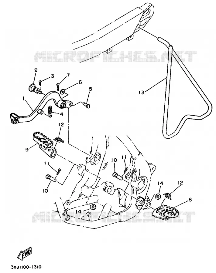 SUPPORT / REPOSE PIEDS Yamaha MOTO 125 1992 YZ  YZ125