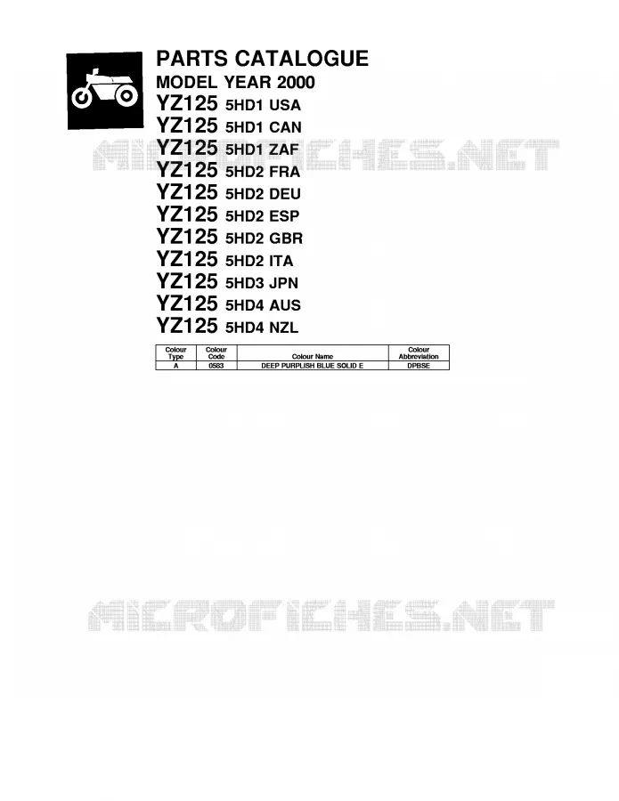 * CATALOG PREFACE * Yamaha MOTO 125 2000 YZ  YZ125