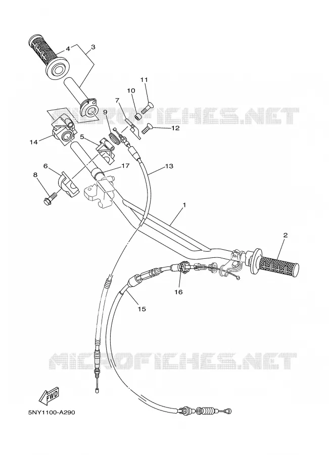 GUIDON ET CABLES Yamaha MOTO 125 2002 YZ  YZ125