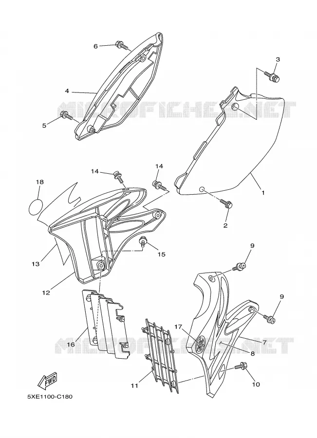 COUVERCLE LATERAL Yamaha MOTO 125 2004 YZ  YZ125