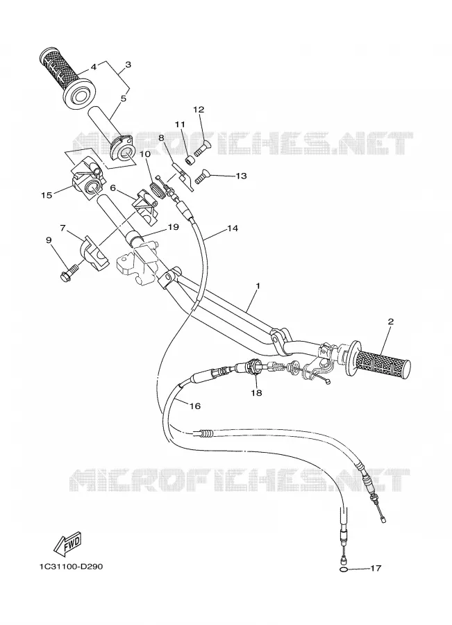 GUIDON ET CABLES Yamaha MOTO 125 2005 YZ  YZ125