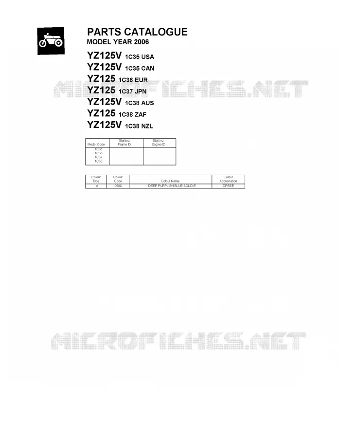 * CATALOG PREFACE * Yamaha MOTO 125 2006 YZ  YZ125