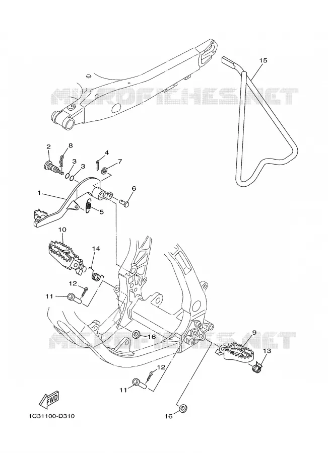 BEQUILLE / REPOSE PIEDS Yamaha MOTO 125 2006 YZ  YZ125