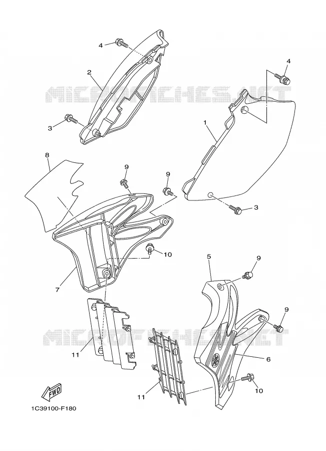 COUVERCLE LATERAL Yamaha MOTO 125 2007 YZ  YZ125
