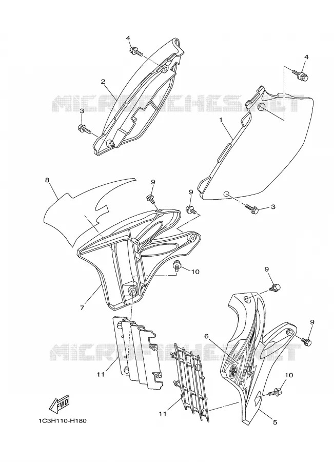COUVERCLE LATERAL Yamaha MOTO 125 2009 YZ  YZ125