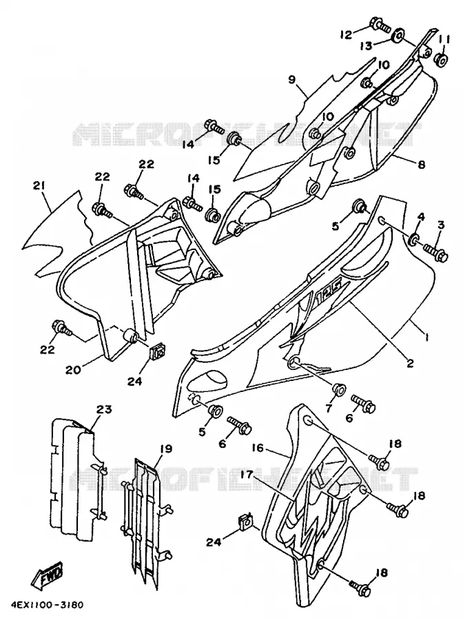 CACHE LATERAL - RESERVOIR D'HUILE Yamaha MOTO 125 1993 YZ  YZ125E