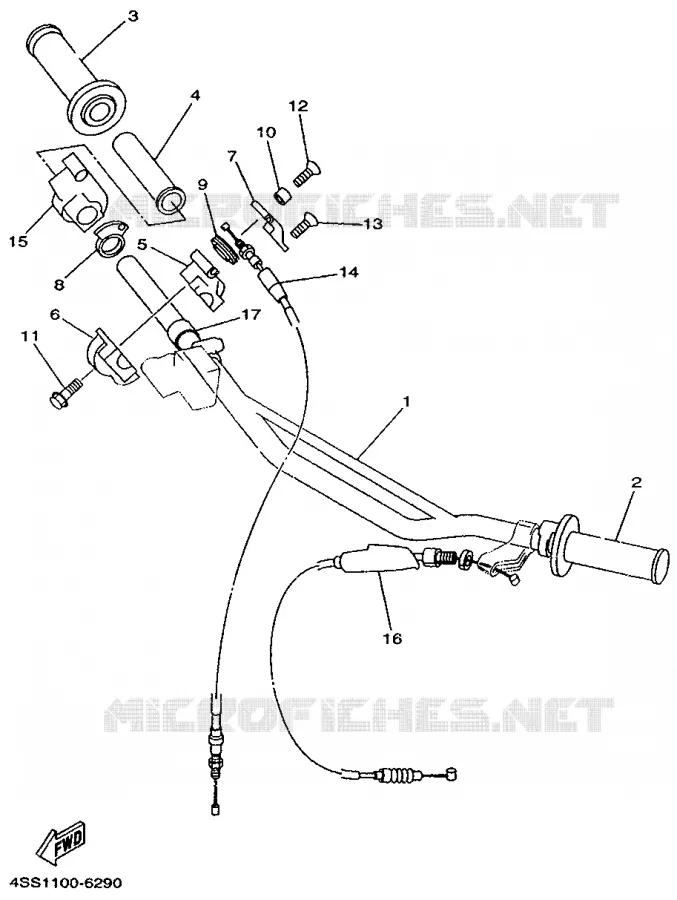 GUIDON ET CABLES Yamaha MOTO 125 1996 YZ  YZ125H