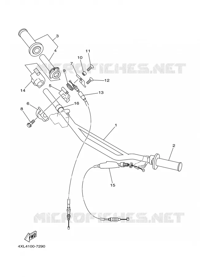GUIDON ET CABLES Yamaha MOTO 125 1997 YZ  YZ125J