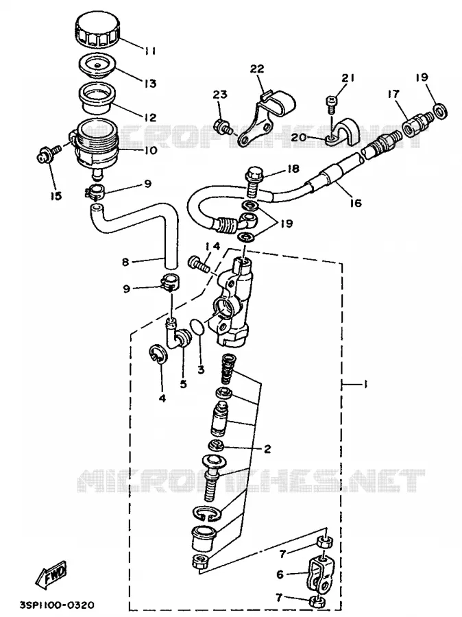 MAITRE CYLINDRE DE FREIN ARRIERE Yamaha MOTO 125 1990 YZ  YZ125LC