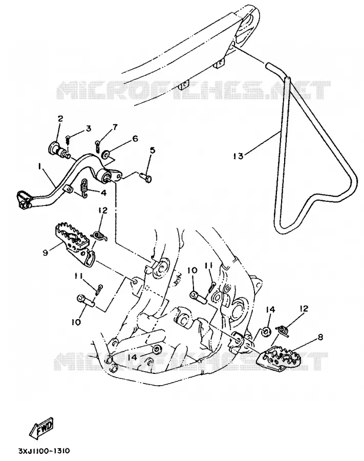 SUPPORT / REPOSE PIEDS Yamaha MOTO 125 1991 YZ  YZ125LC