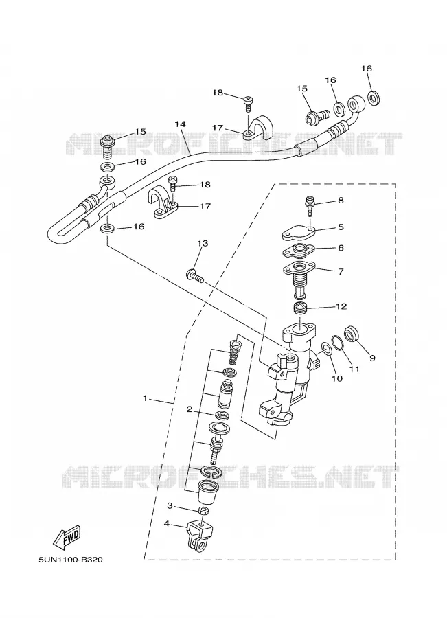 MAITRE CYLINDRE DE FREIN ARRIERE Yamaha MOTO 125 2003 YZ  YZ125R