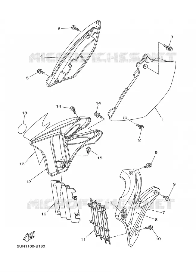 COUVERCLE LATERAL Yamaha MOTO 125 2003 YZ  YZ125R