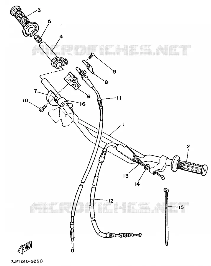 GUIDON ET CABLES Yamaha MOTO 250 1989 YZ  YZ250
