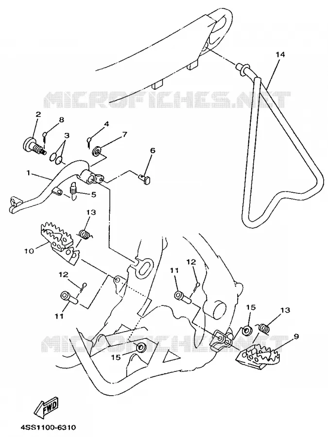 SUPPORT / REPOSE PIEDS Yamaha MOTO 250 1996 YZ  YZ250