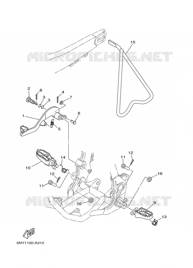 SUPPORT / REPOSE PIEDS Yamaha MOTO 250 2002 YZ  YZ250
