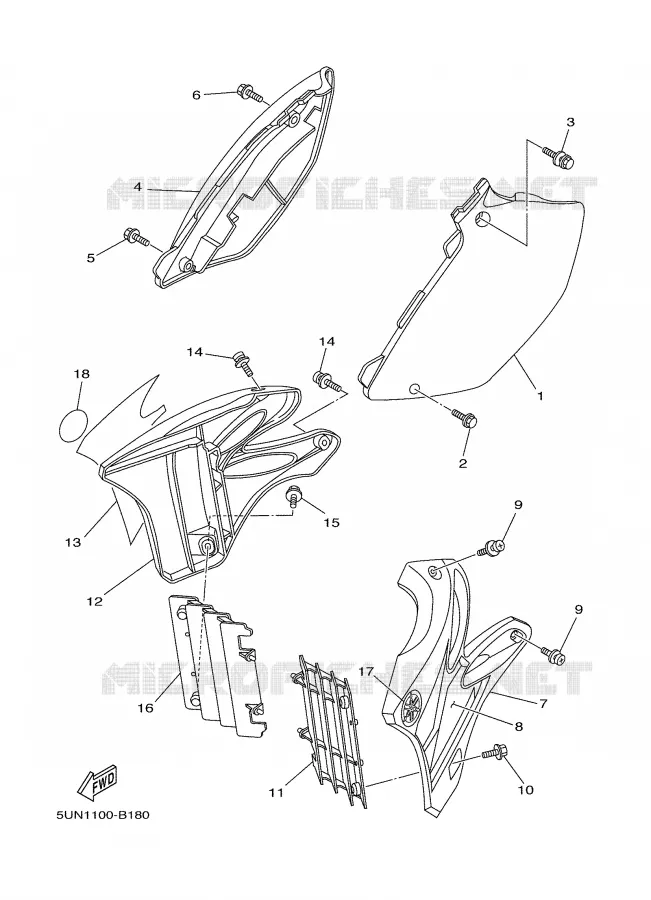 COUVERCLE LATERAL Yamaha MOTO 250 2003 YZ  YZ250