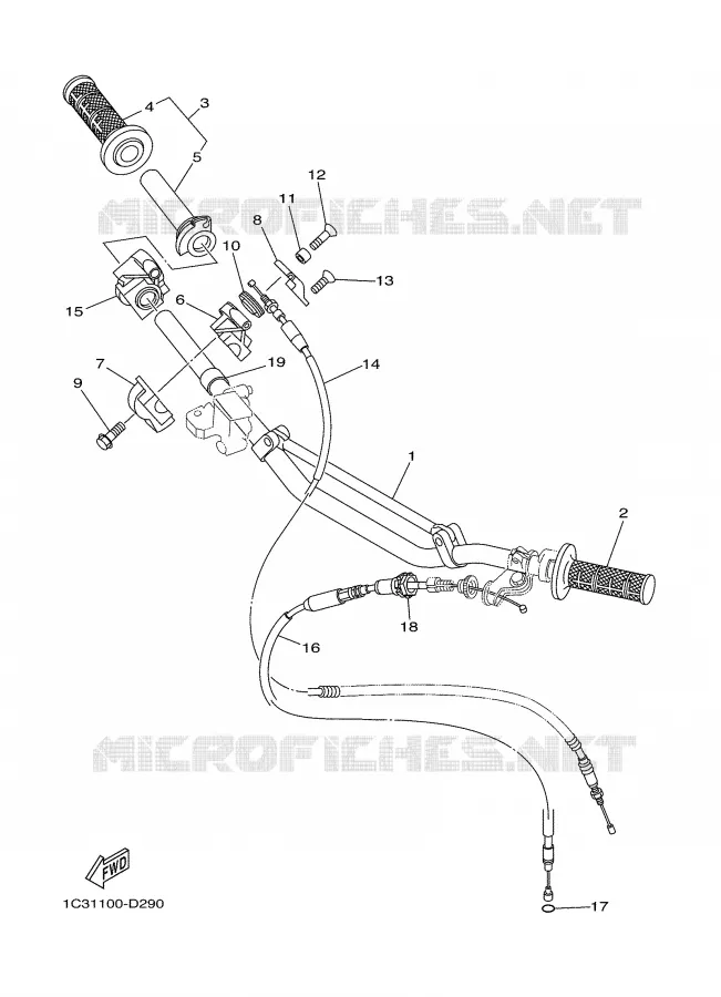 GUIDON ET CABLES Yamaha MOTO 250 2005 YZ  YZ250