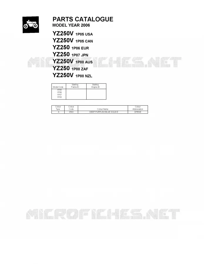 * CATALOG PREFACE * Yamaha MOTO 250 2006 YZ  YZ250