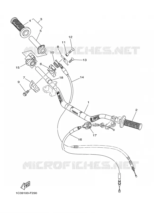 GUIDON ET CABLES Yamaha MOTO 250 2009 YZ  YZ250