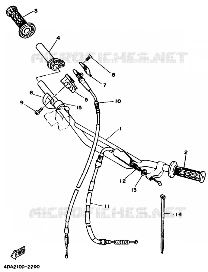 GUIDON ET CABLES Yamaha MOTO 250 1992 YZ  YZ250D