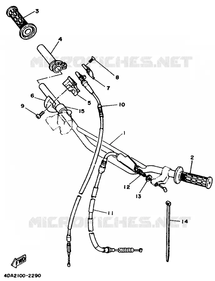 GUIDON ET CABLES Yamaha MOTO 250 1992 YZ  YZ250D