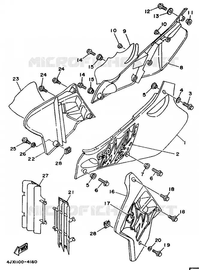 CACHE LATERAL - RESERVOIR D'HUILE Yamaha MOTO 250 1994 YZF  YZ250F