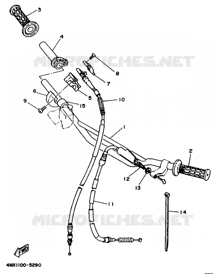 GUIDON ET CABLES Yamaha MOTO 250 1995 YZ  YZ250LC