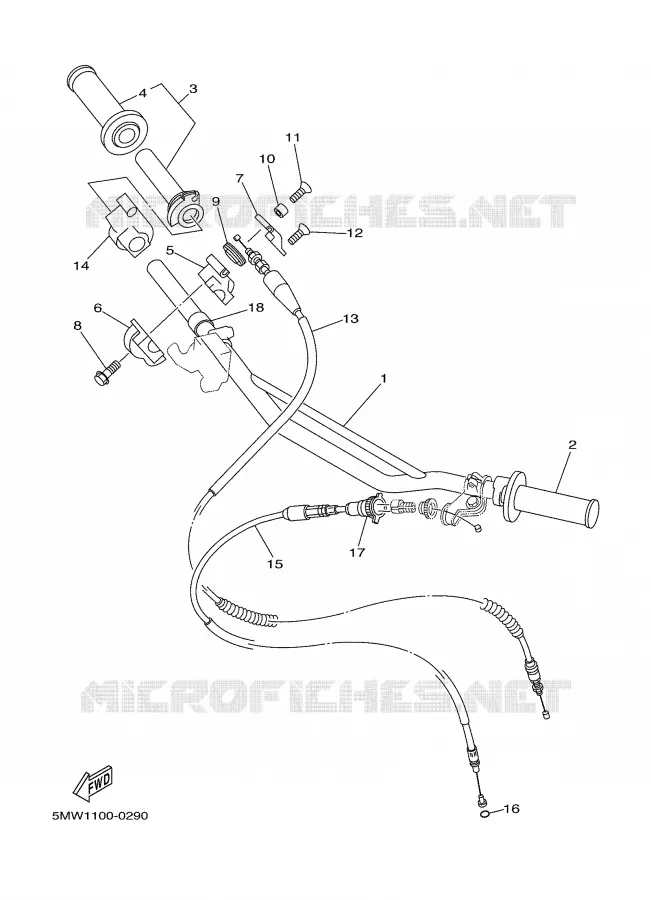 GUIDON ET CABLES Yamaha MOTO 250 2001 YZ  YZ250N