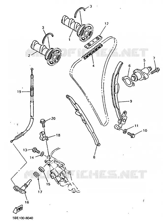 ARBRE A CAMES / CHAINE DE DISTRIBUTION Yamaha MOTO 400 1998 YZF  YZ400F
