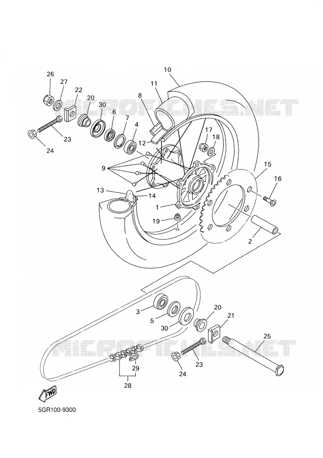ROUE ARRIERE Yamaha MOTO 426 2002 YZF  YZ426F