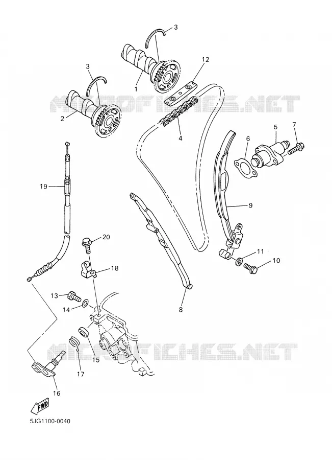 ARBRE A CAMES / CHAINE DE DISTRIBUTION Yamaha MOTO 426 2002 YZF  YZ426F