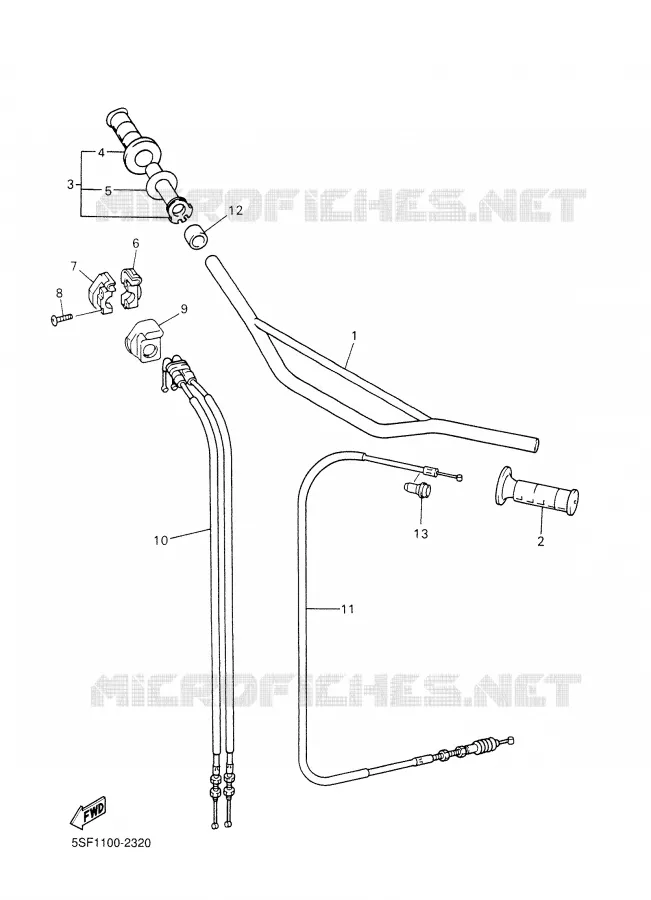 GUIDON ET CABLES Yamaha MOTO 426 2002 YZF  YZ426F