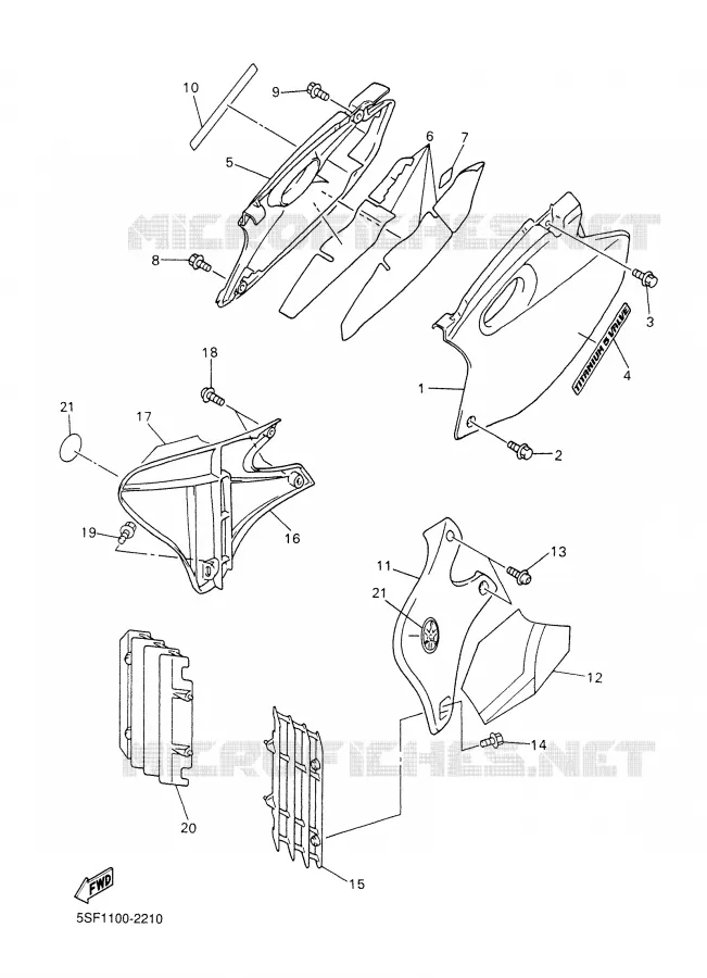 COUVERCLE LATERAL Yamaha MOTO 426 2002 YZF  YZ426FP