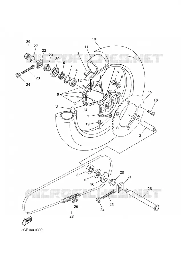 ROUE ARRIERE Yamaha MOTO 426 2002 YZF  YZ426FP