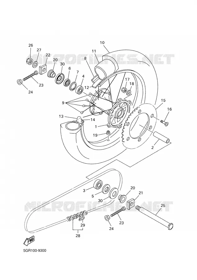ROUE ARRIERE Yamaha MOTO 426 2002 YZF  YZ426FP