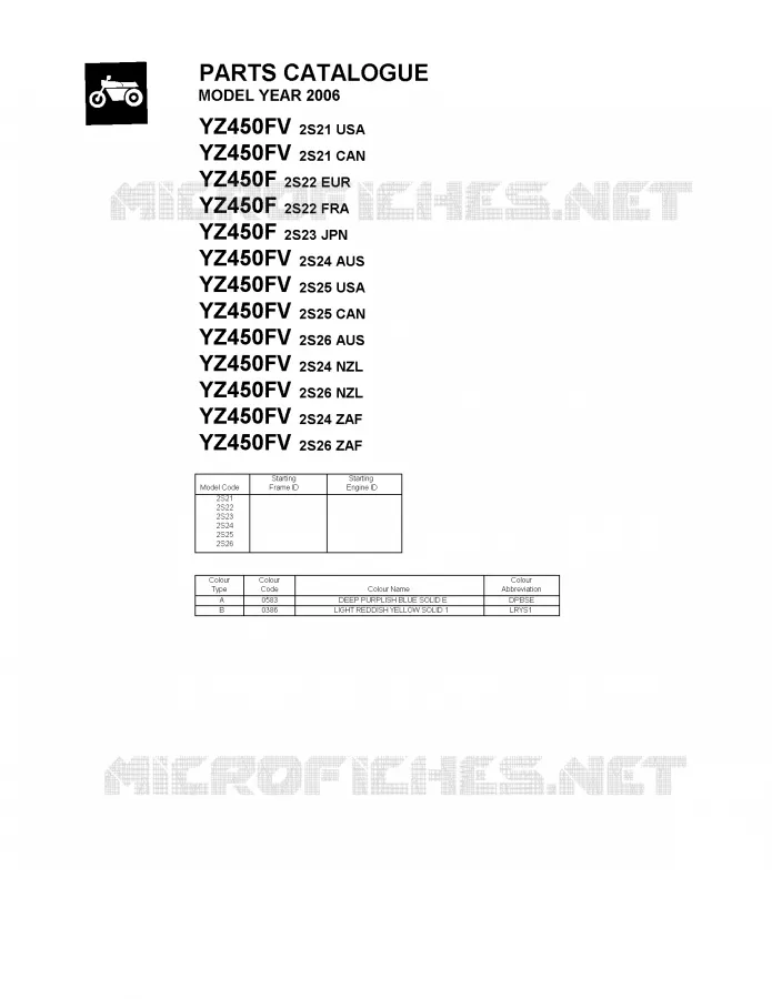 * CATALOG PREFACE * Yamaha MOTO 450 2006 YZF  YZ450F