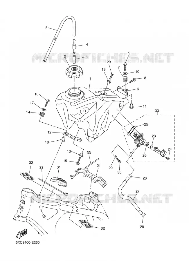 RESERVOIR A ESSENCE Yamaha MOTO 450 2007 YZF  YZ450F